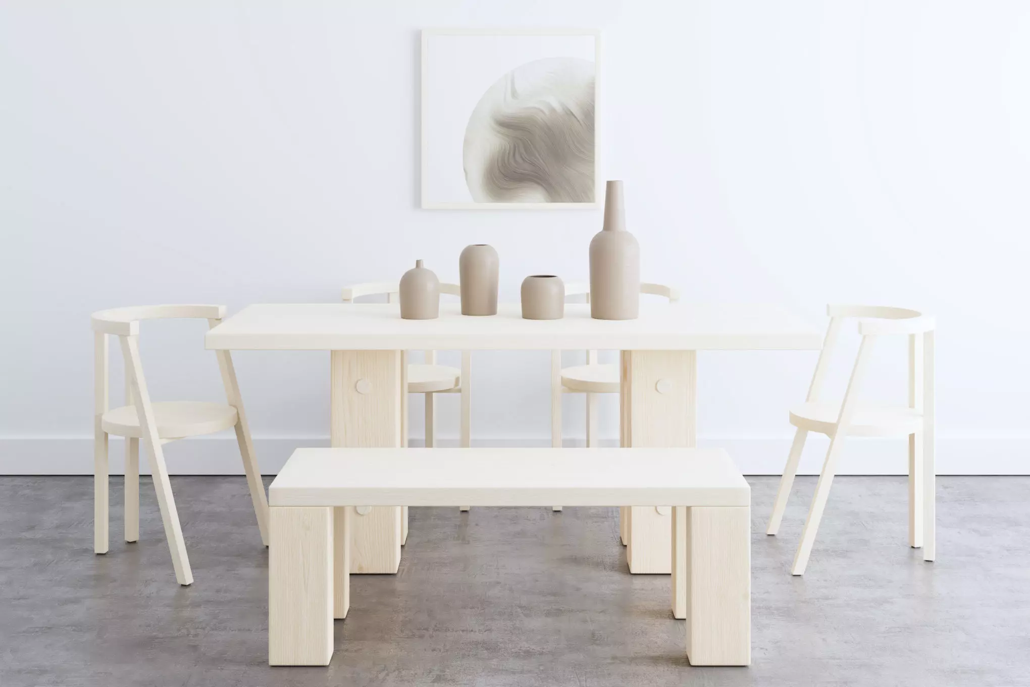 Minimalist Dining Set 3D model_0