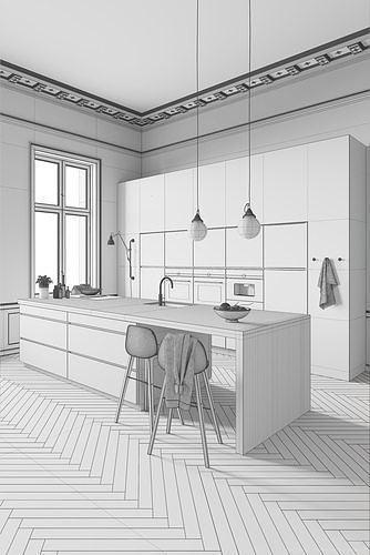 White Kitchen by Kvik 3D model 7