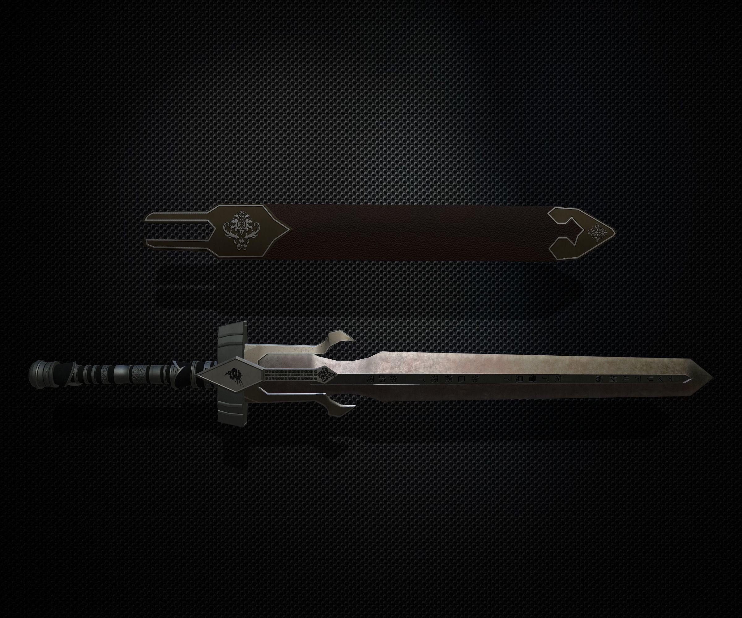 Sword and Sheath Low-poly 3D model_2