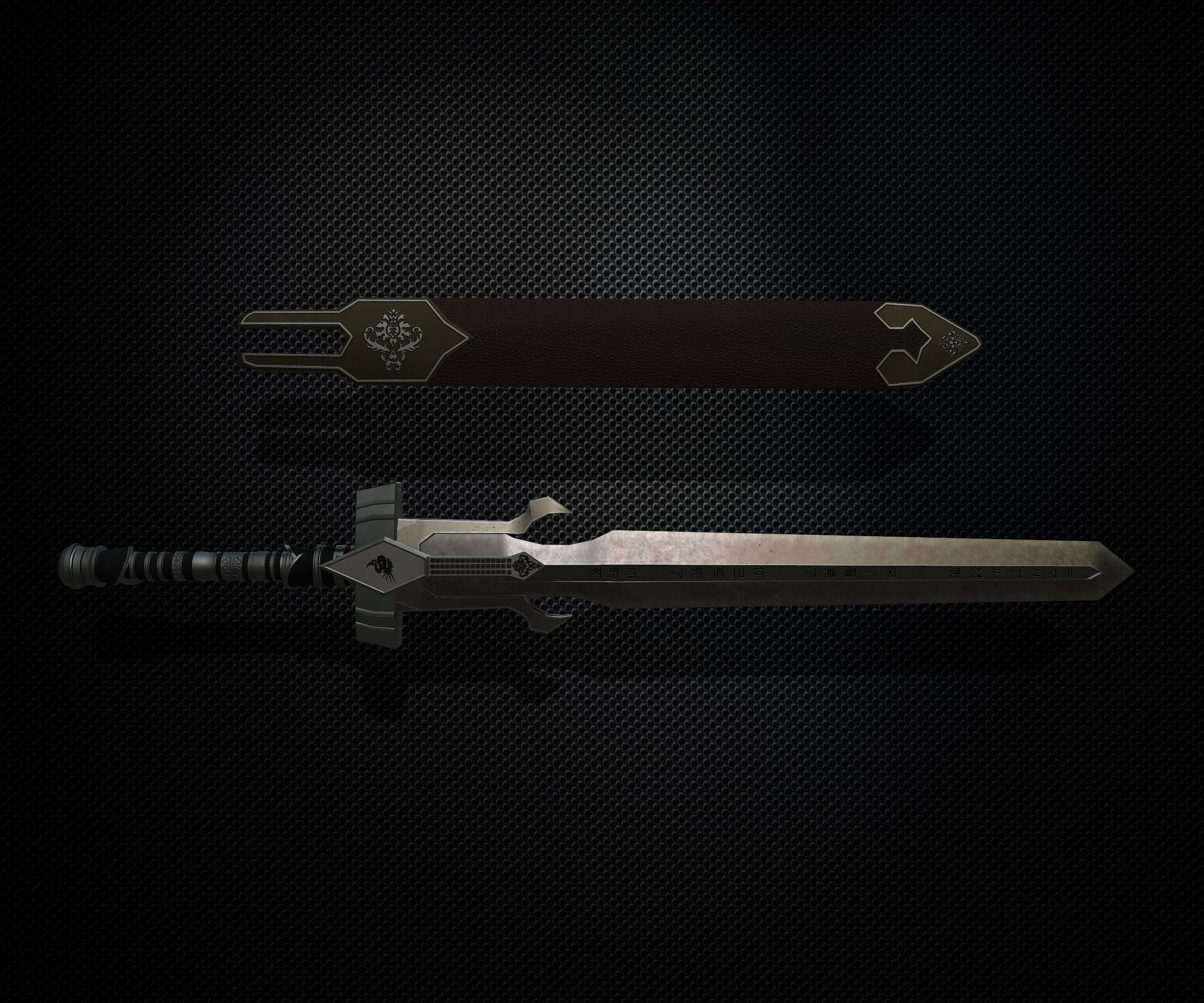 Sword and Sheath Low-poly 3D model_12