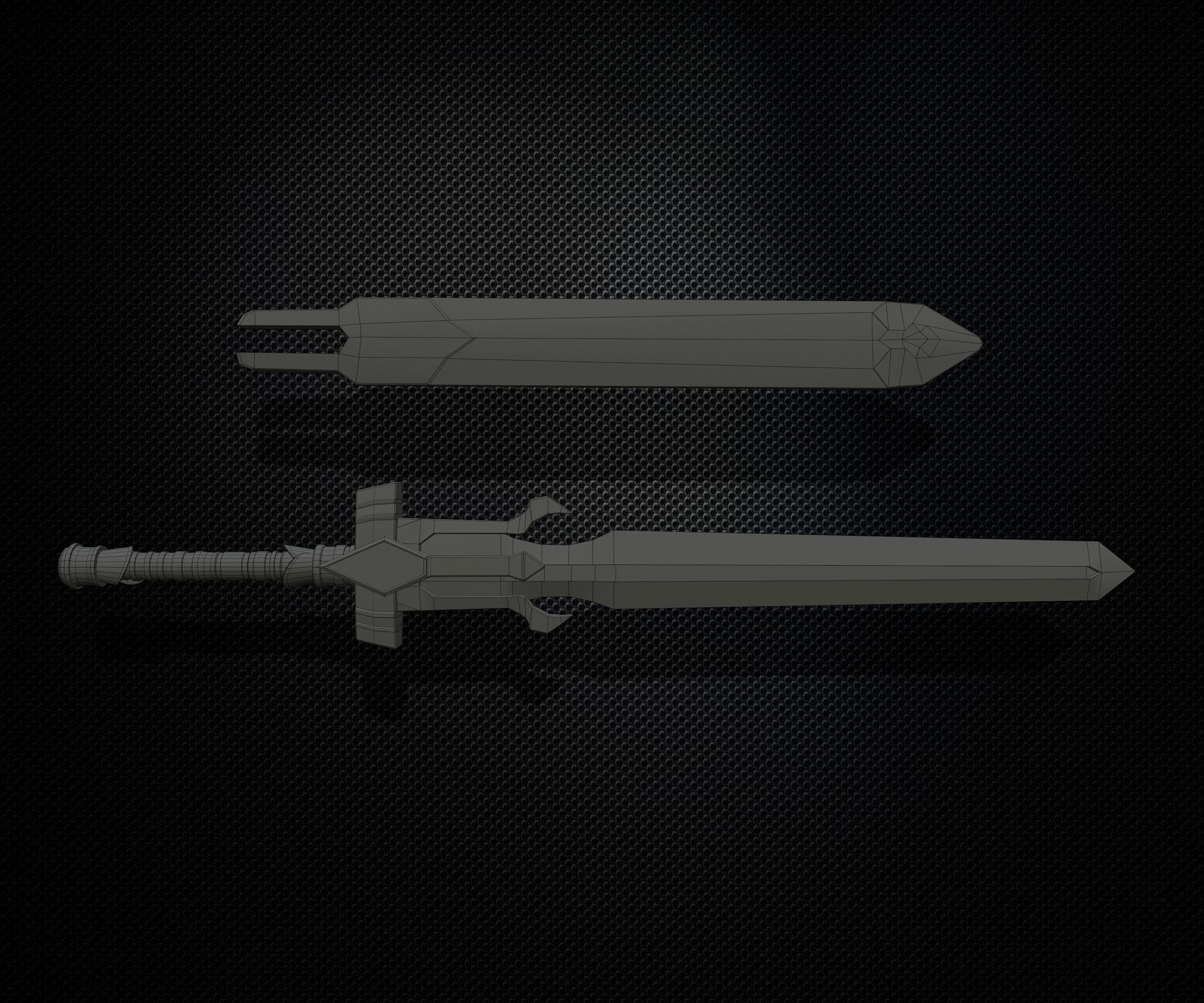 Sword and Sheath Low-poly 3D model_11