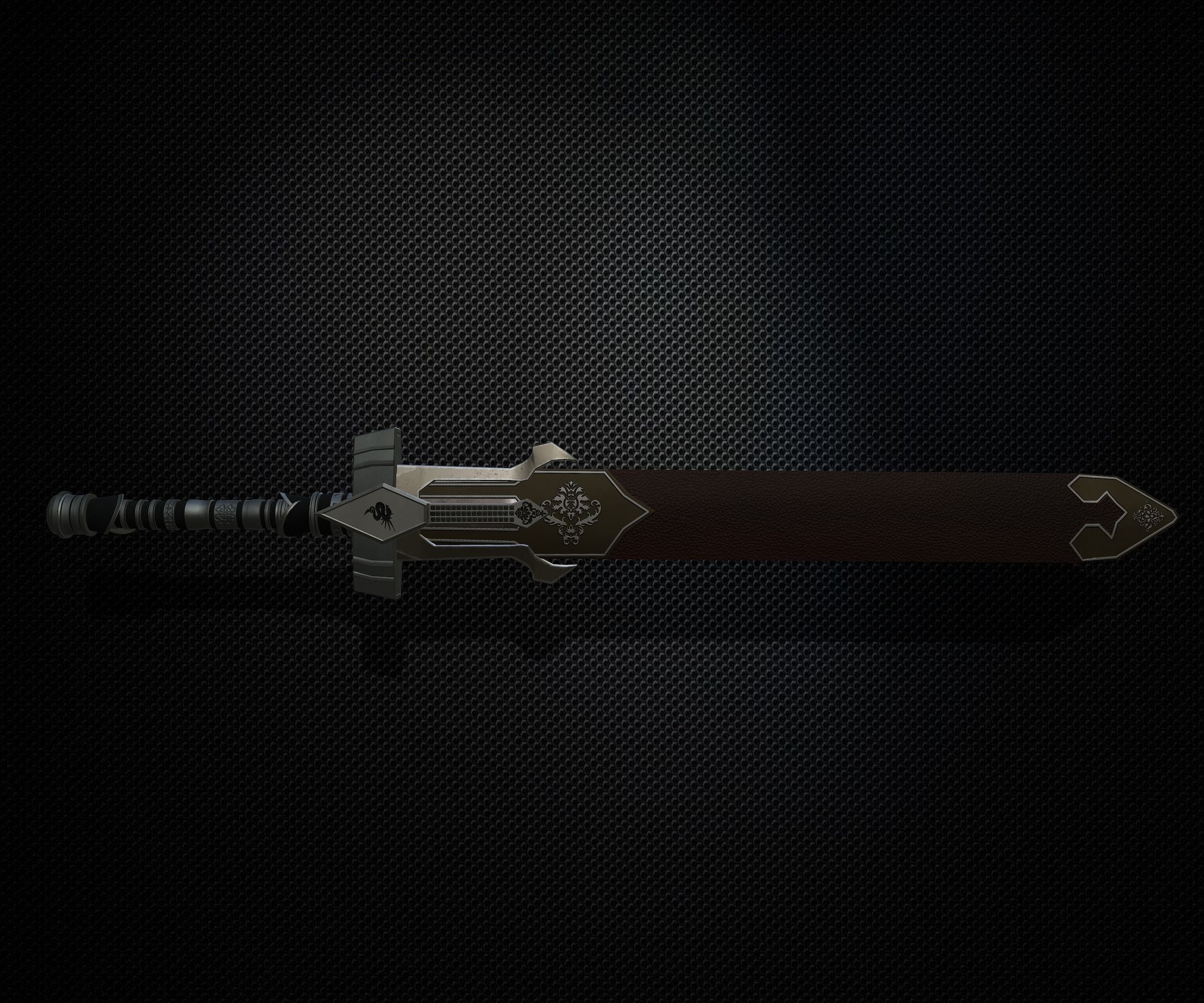 Sword and Sheath Low-poly 3D model_1