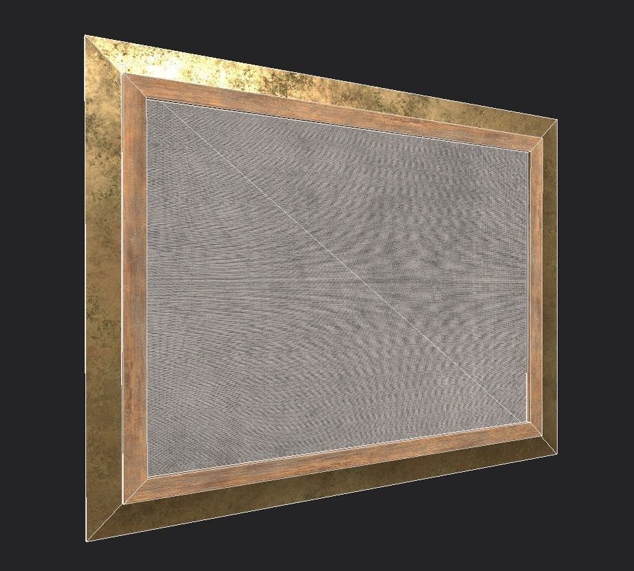 Bronze Frame with Stretcher and Van Gogh Oil Painting Low-poly 3D model_7