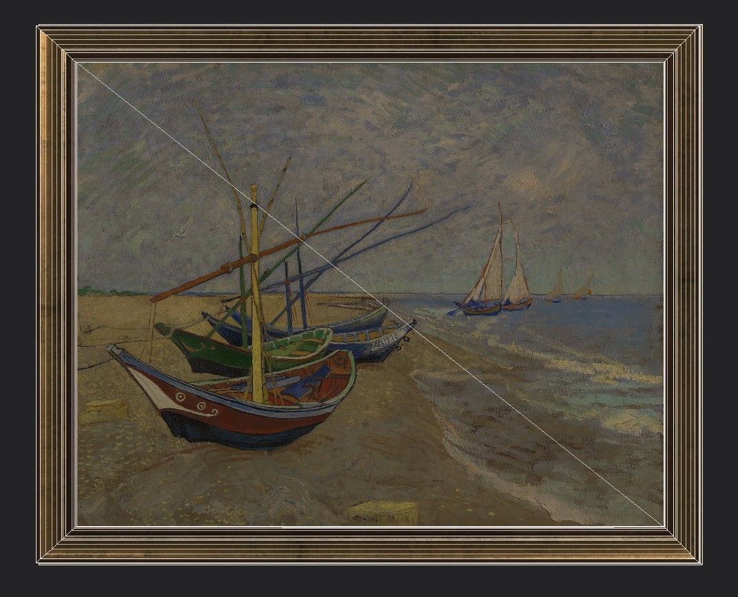 Bronze Frame with Stretcher and Van Gogh Oil Painting Low-poly 3D model_6