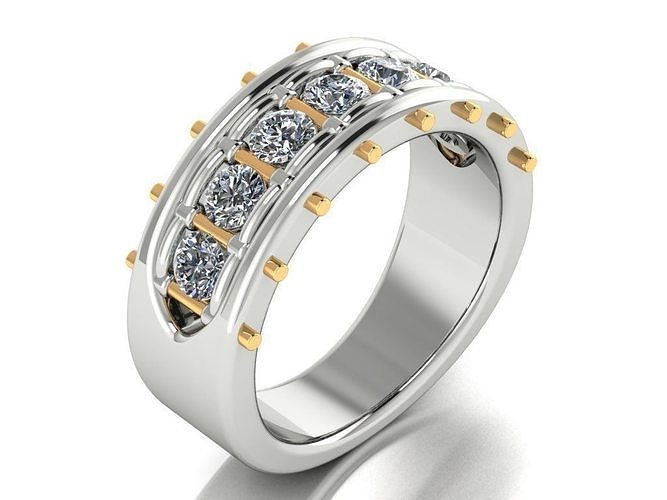 Diamonds Mens Ring  3D print model