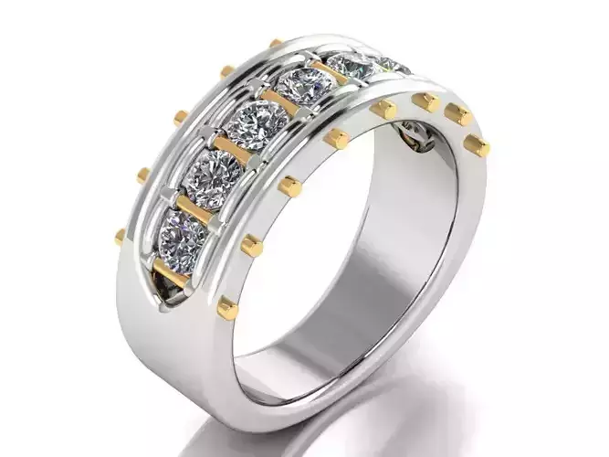 Diamonds Mens Ring  3D print model