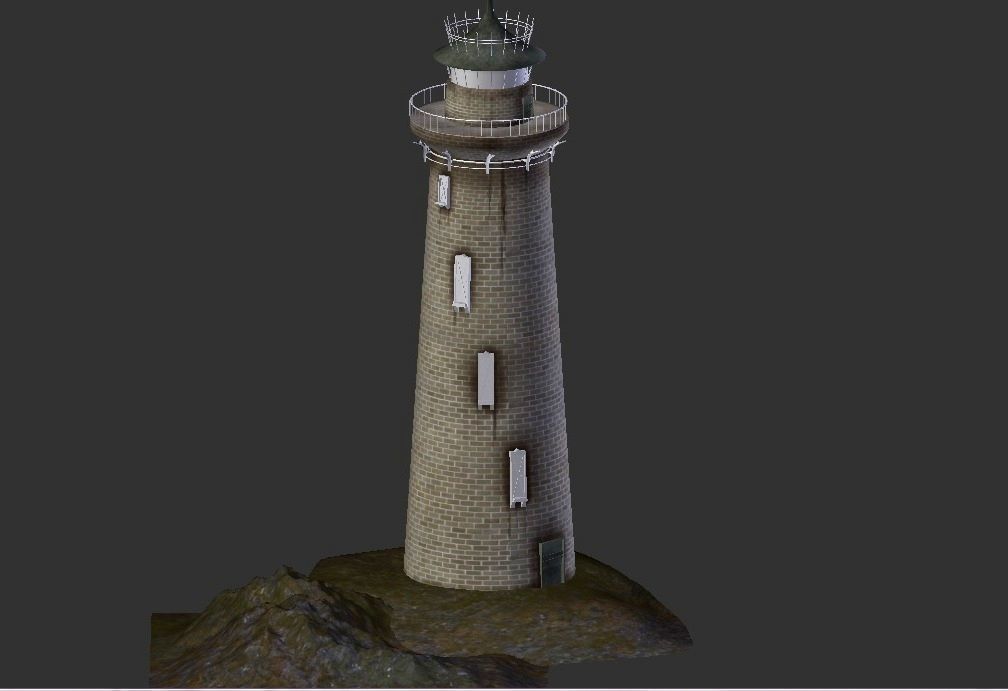 Lighthouse on island 3D model_6