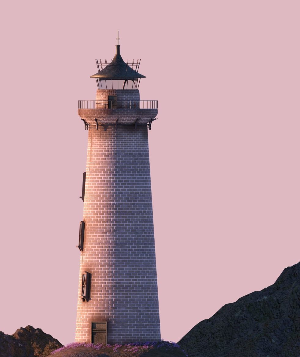 Lighthouse on island 3D model_5