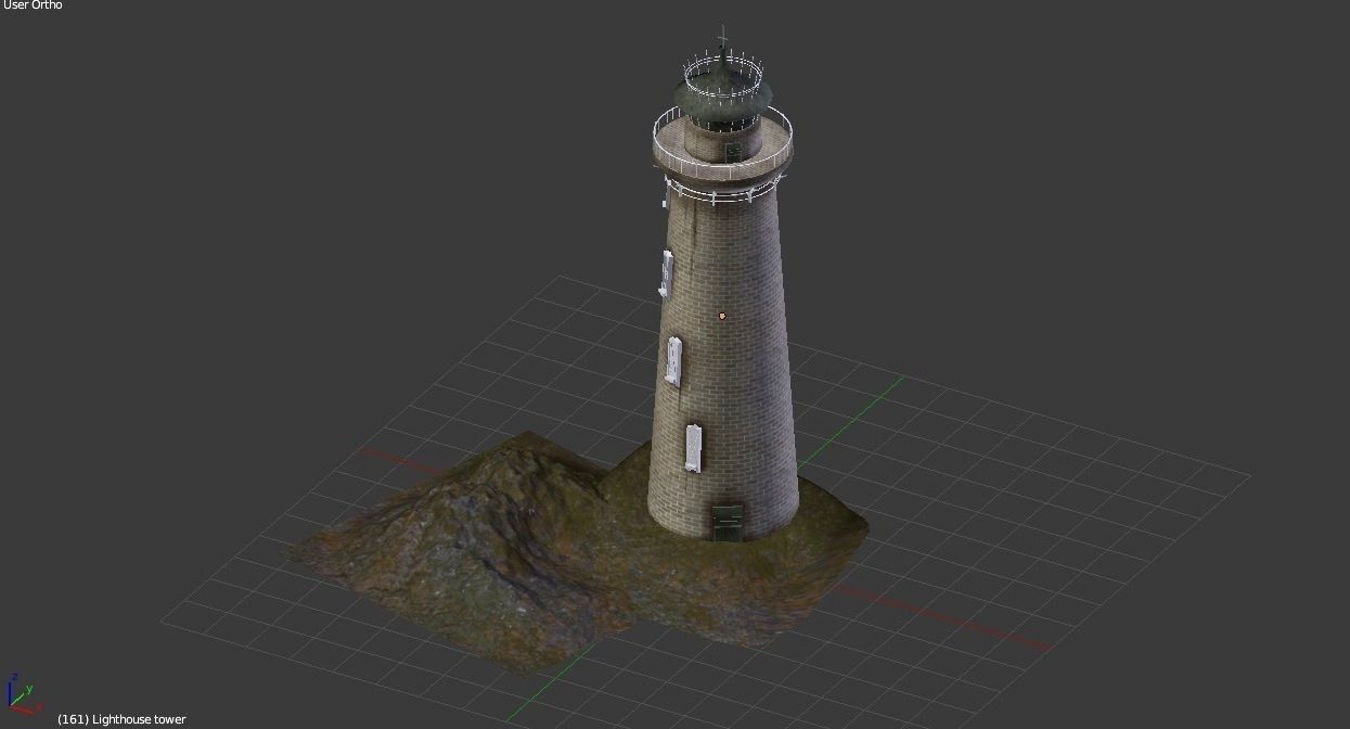 Lighthouse on island 3D model_7