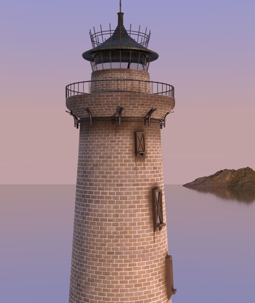Lighthouse on island 3D model_3