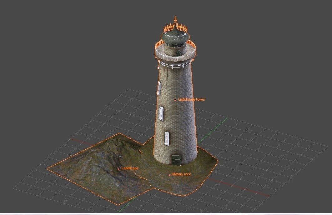 Lighthouse on island 3D model_12
