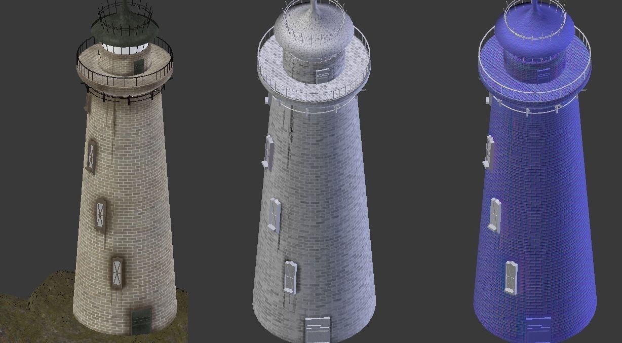Lighthouse on island 3D model_11