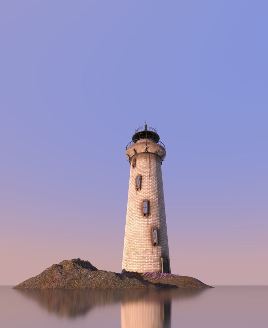 Lighthouse on island 3D model_1