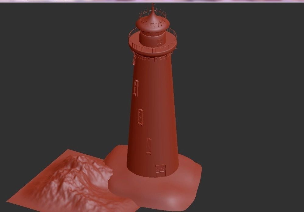 Lighthouse on island 3D model_8