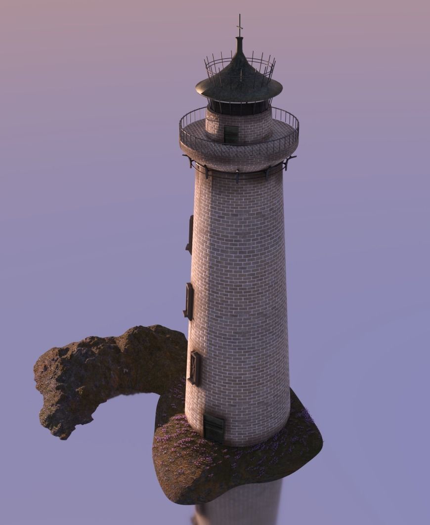 Lighthouse on island 3D model_2