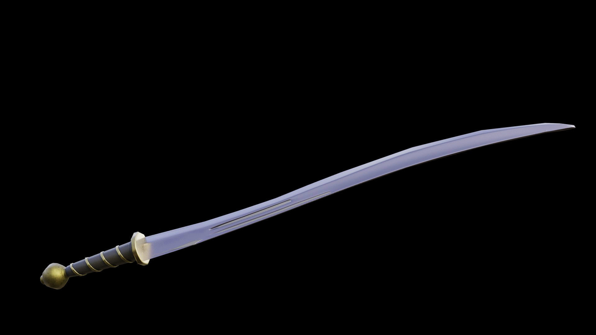 Curved Falchion Blade Low-poly 3D model_8