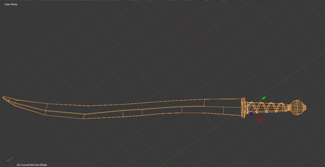 Curved Falchion Blade Low-poly 3D model_10