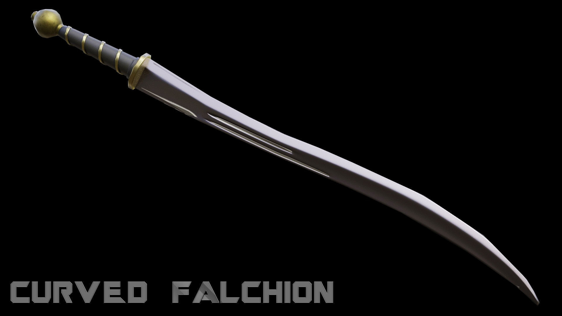 Curved Falchion Blade Low-poly 3D model_2