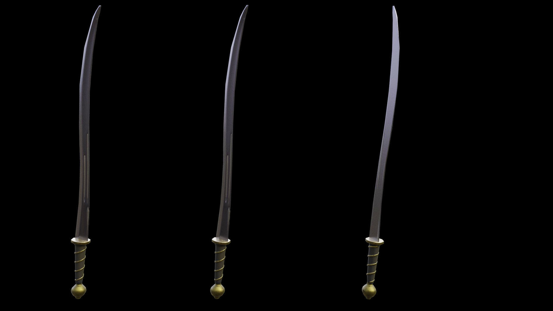 Curved Falchion Blade Low-poly 3D model_9