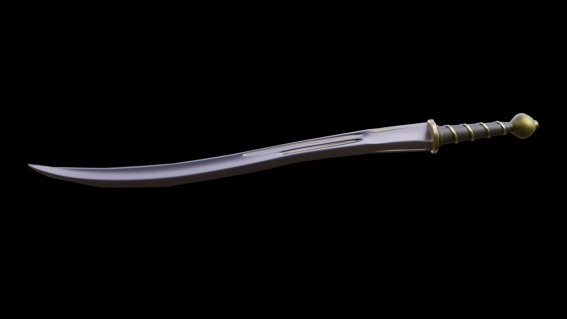 Curved Falchion Blade Low-poly 3D model_5