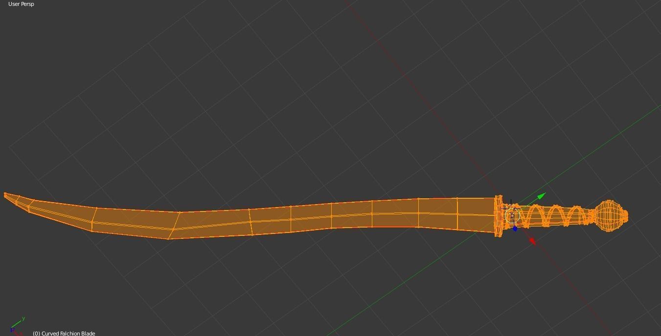 Curved Falchion Blade Low-poly 3D model_11