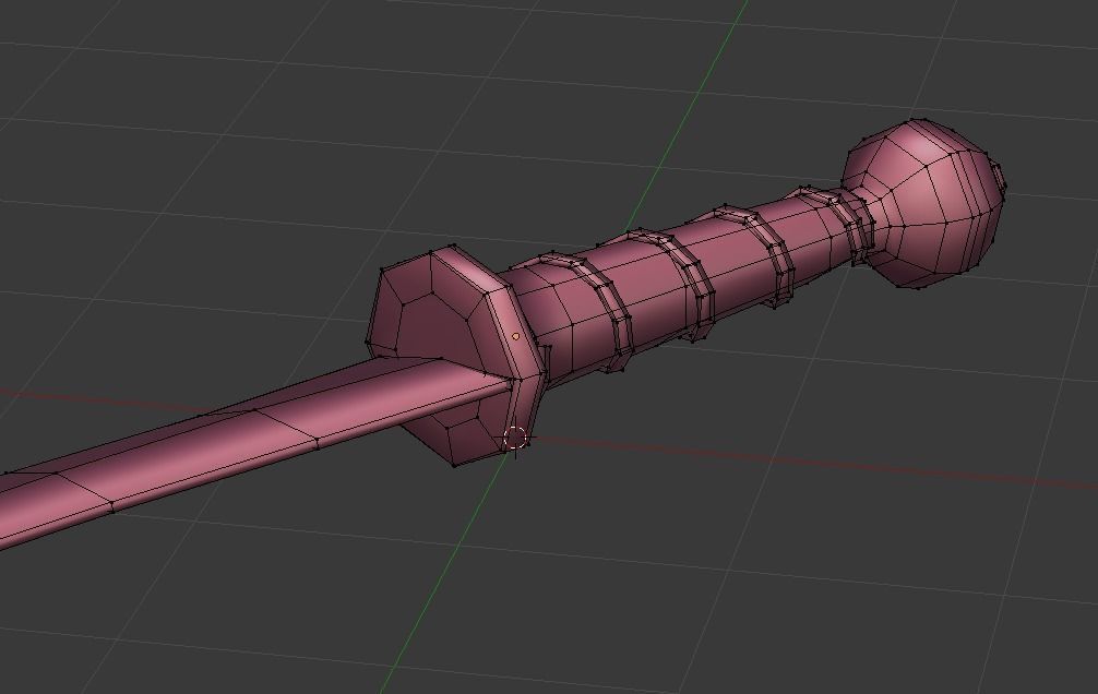 Curved Falchion Blade Low-poly 3D model_13