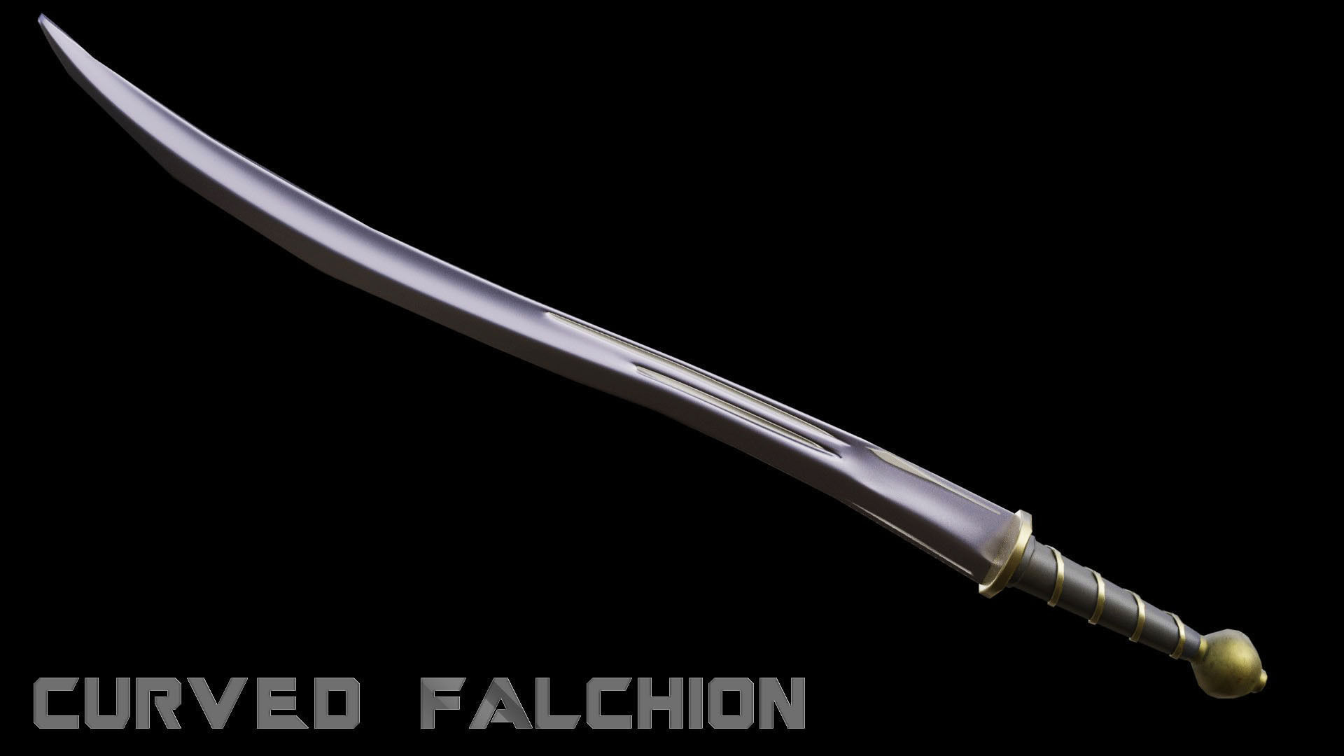 Curved Falchion Blade Low-poly 3D model_4