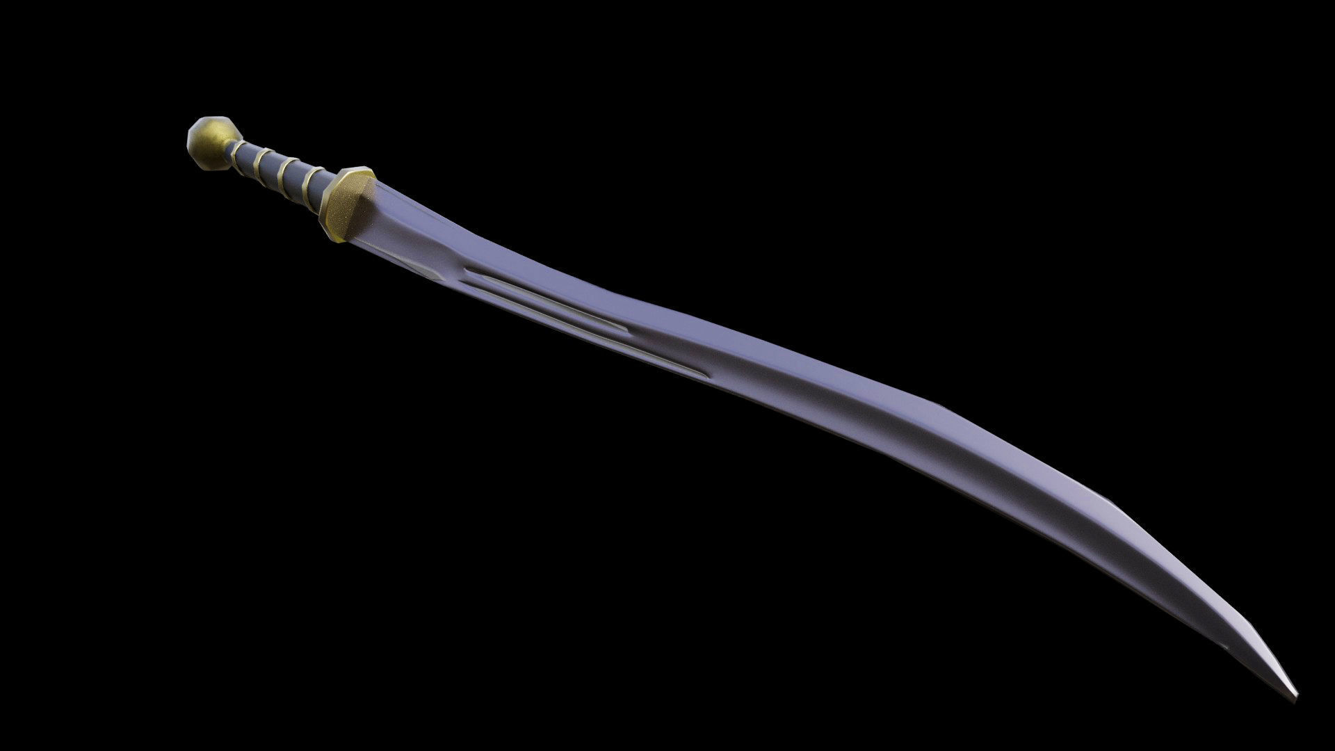 Curved Falchion Blade Low-poly 3D model_7