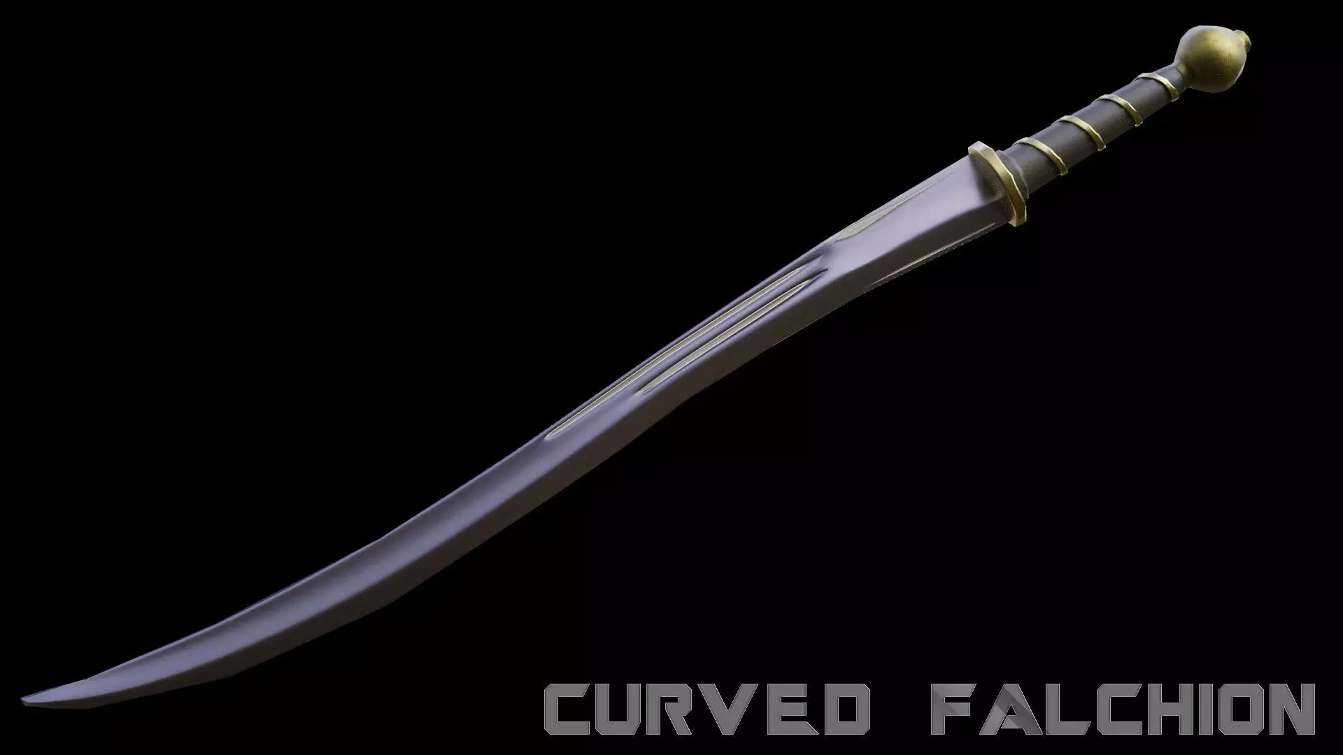 Curved Falchion Blade Low-poly 3D model_0