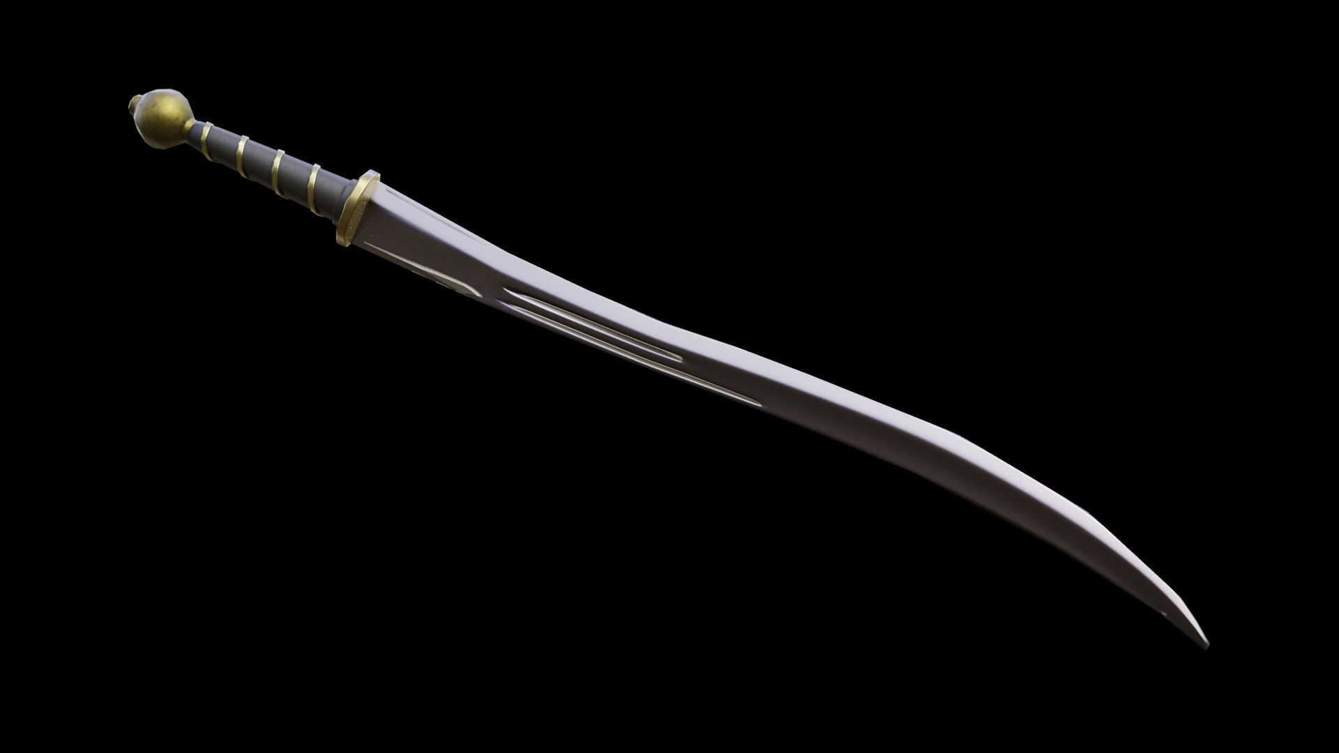 Curved Falchion Blade Low-poly 3D model_6