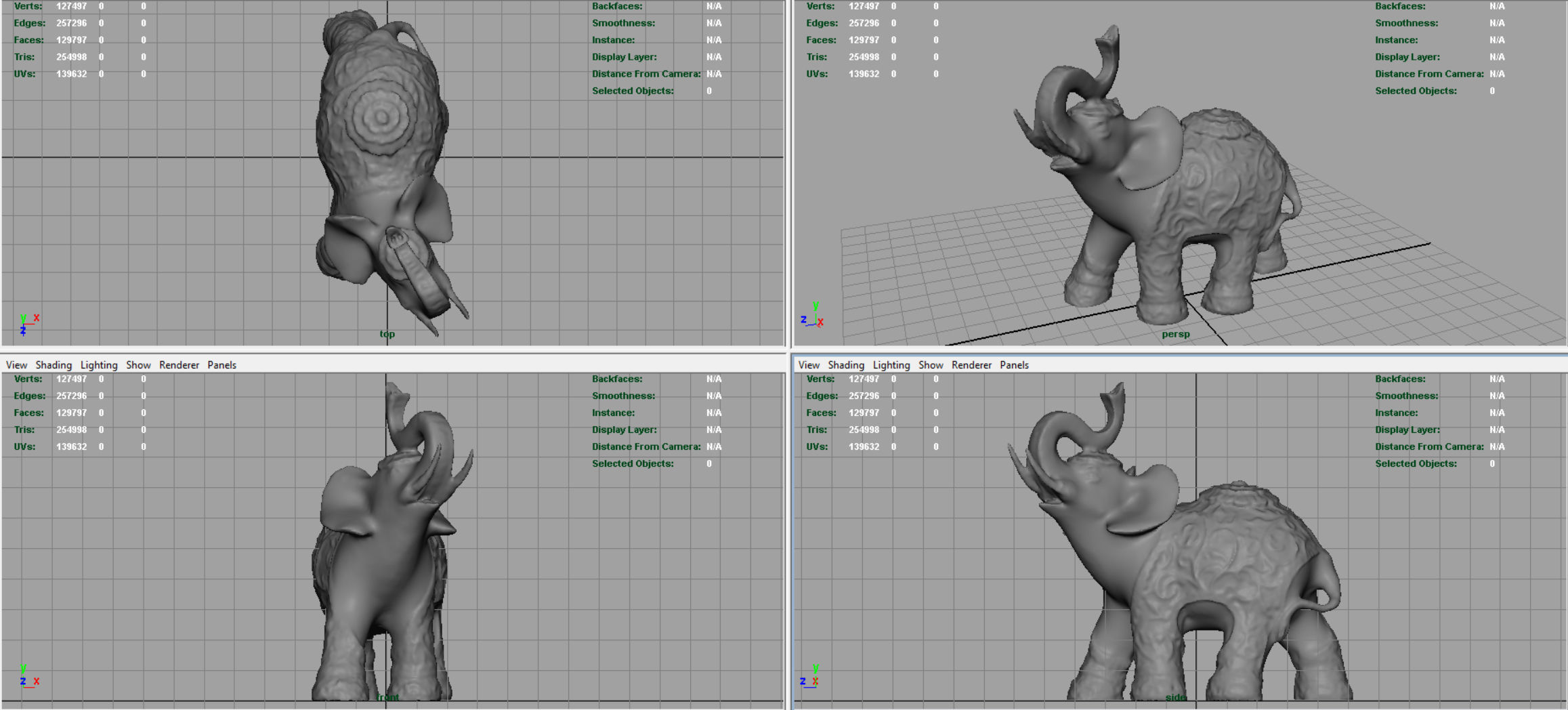 Gold Elephant Low-poly 3D model_8