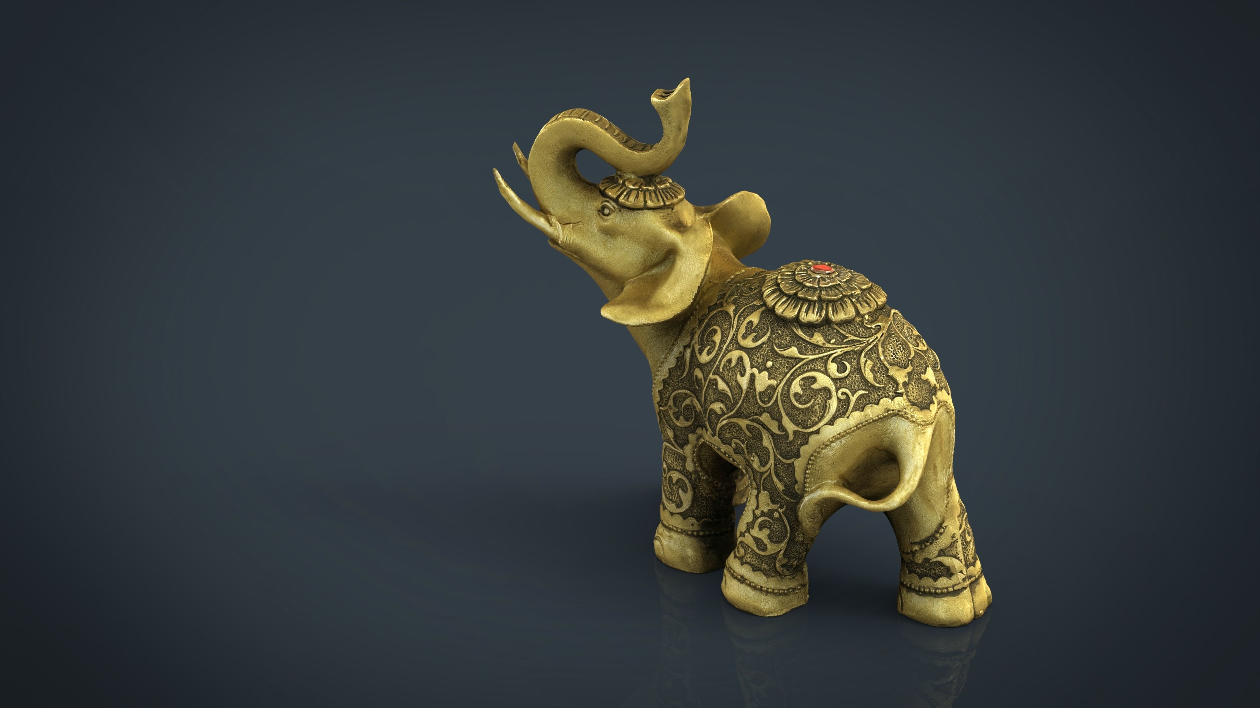 Gold Elephant Low-poly 3D model_12