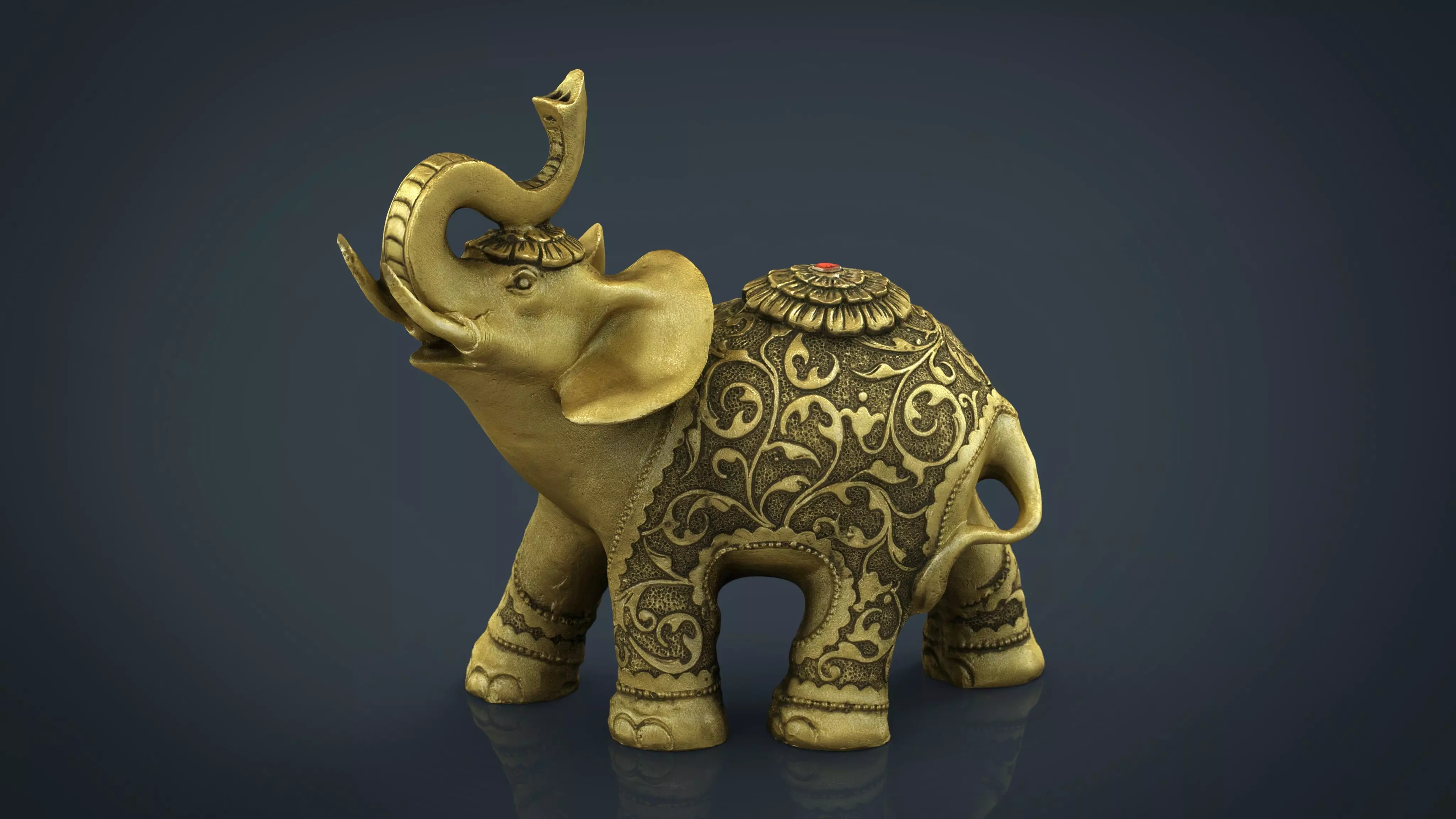 Gold Elephant Low-poly 3D model_0