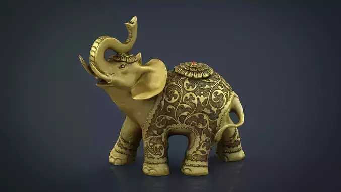 Gold Elephant  Low-poly 3D model