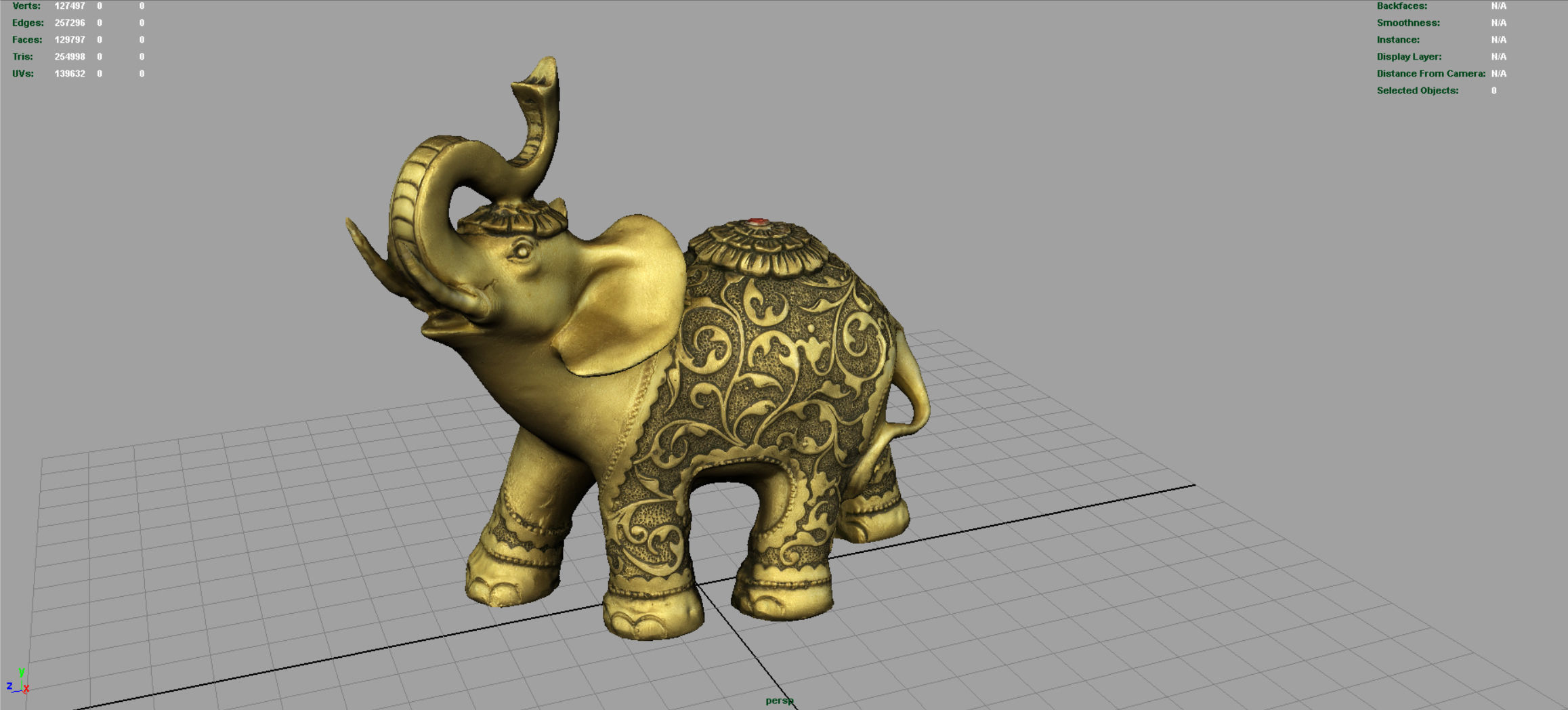 Gold Elephant Low-poly 3D model_2