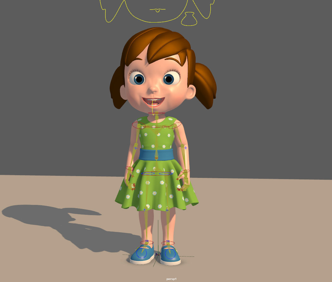 Cartoon Little Girl Rigged 3D model_45