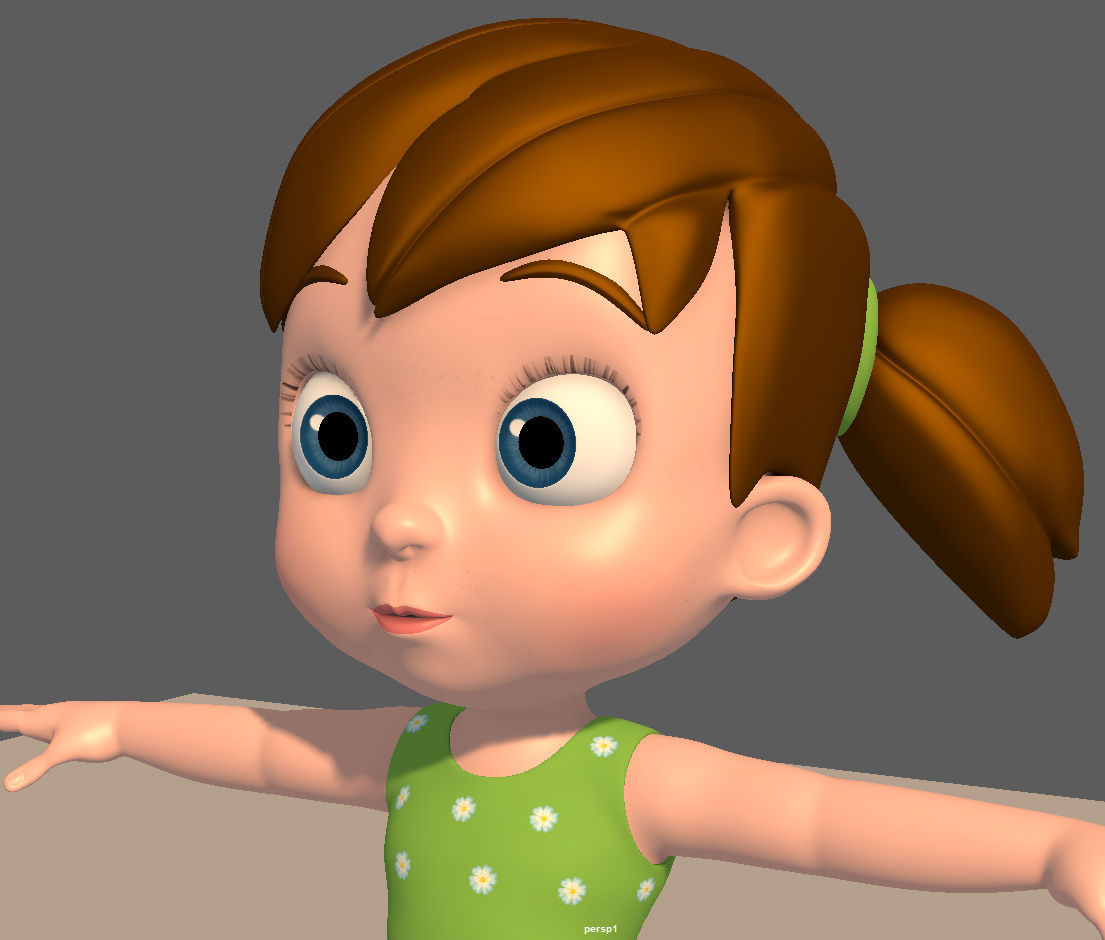 Cartoon Little Girl Rigged 3D model_16