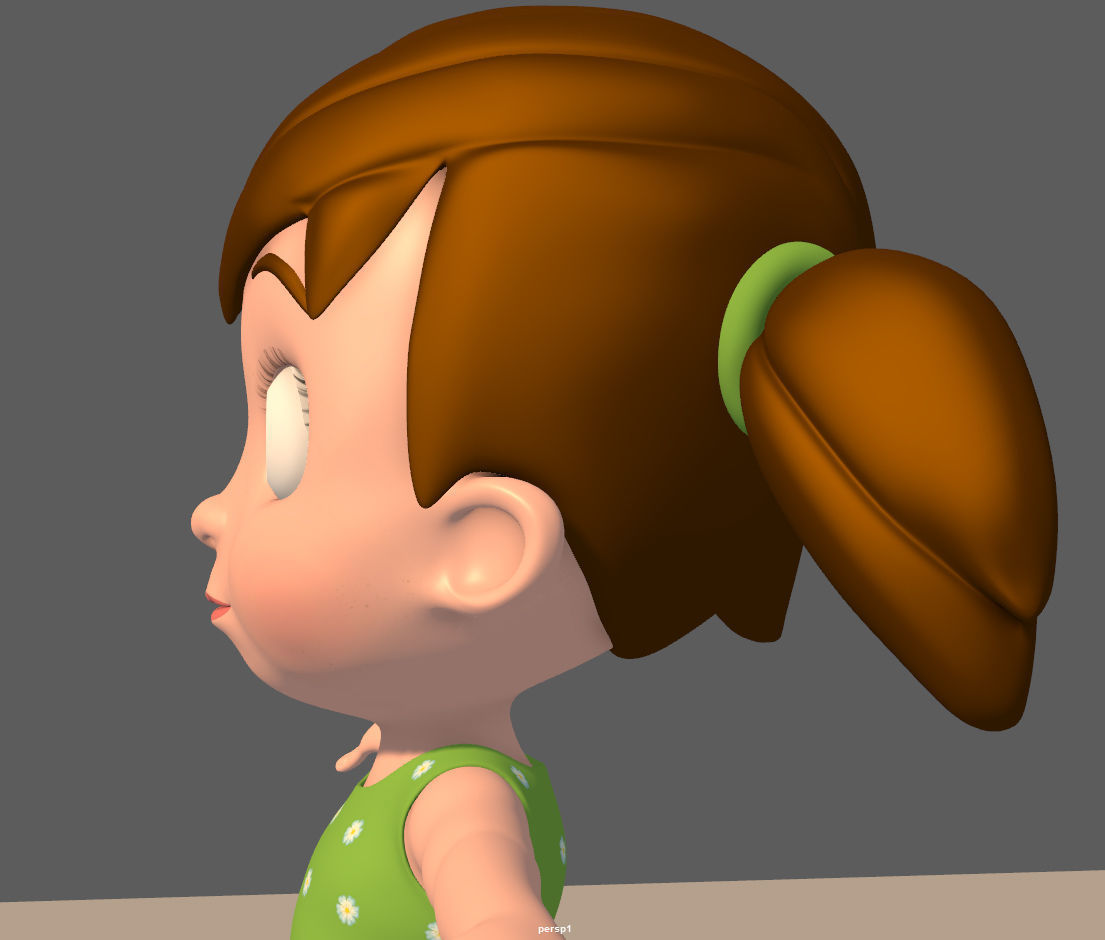 Cartoon Little Girl Rigged 3D model_18