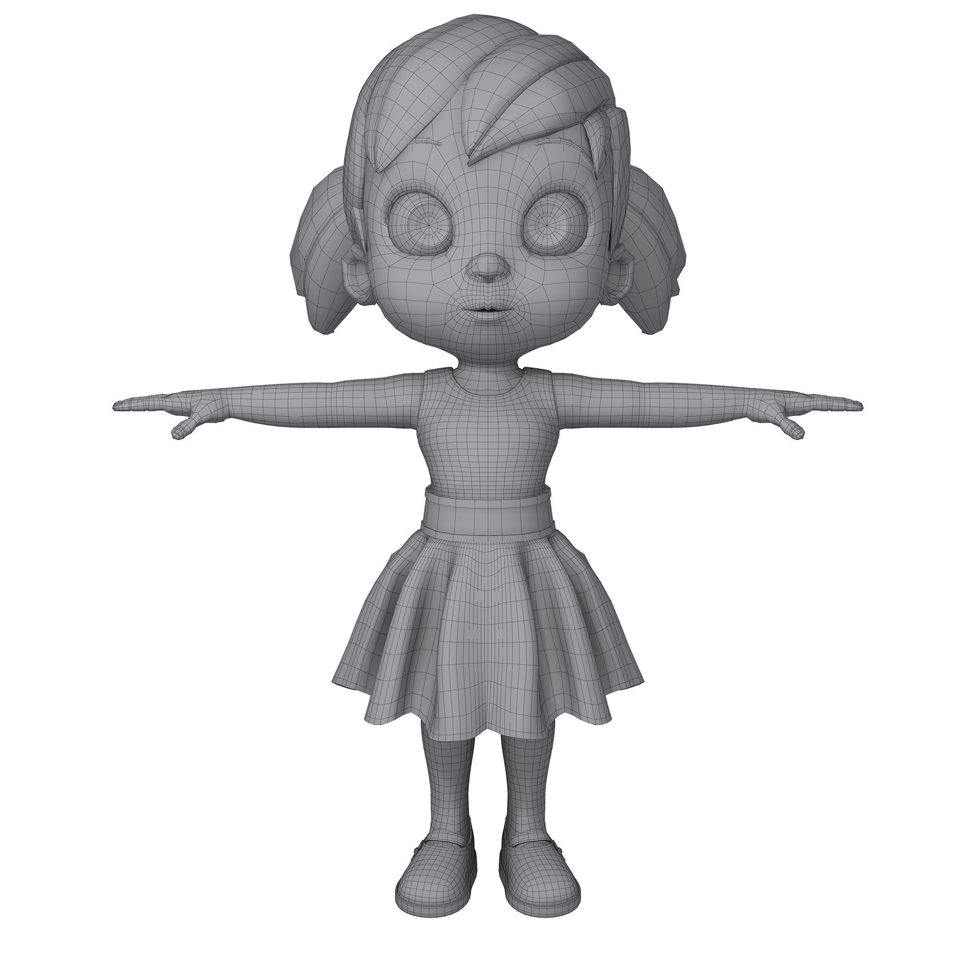 Cartoon Little Girl Rigged 3D model_7