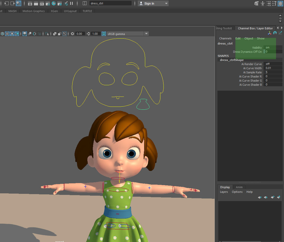 Cartoon Little Girl Rigged 3D model_30