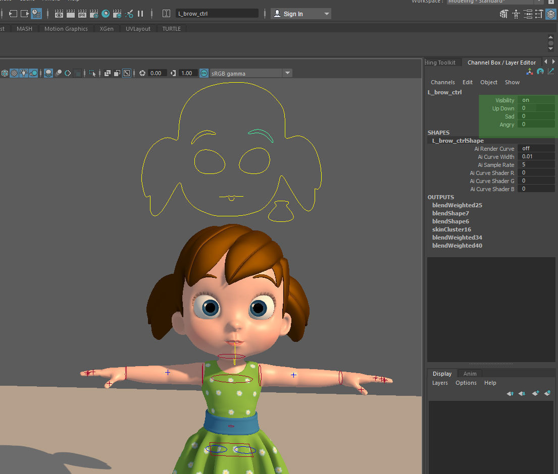 Cartoon Little Girl Rigged 3D model_34