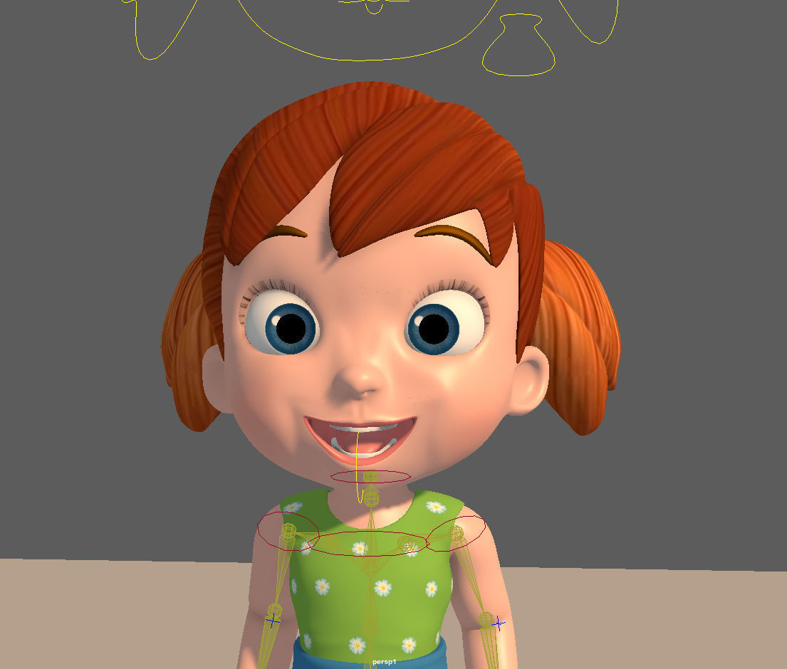 Cartoon Little Girl Rigged 3D model_47