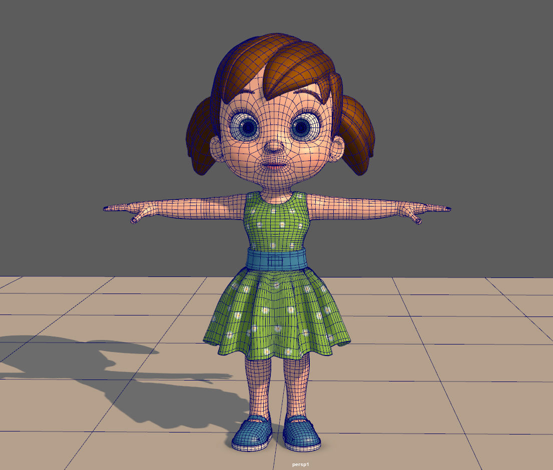 Cartoon Little Girl Rigged 3D model_20