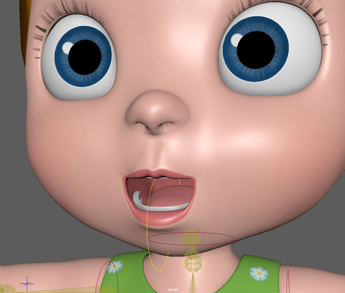 Cartoon Little Girl Rigged 3D model_37