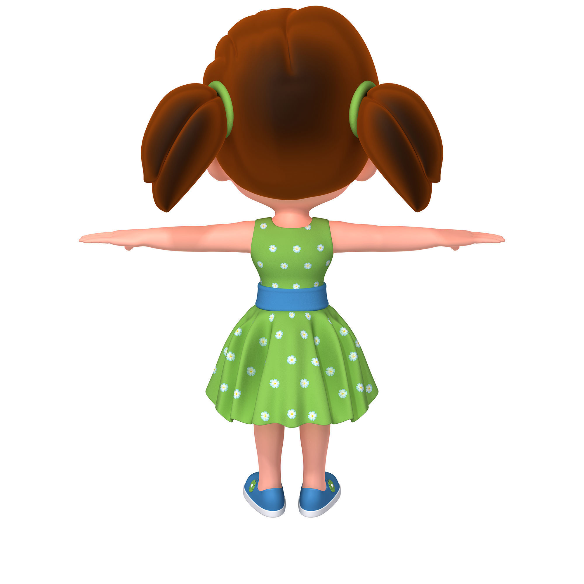 Cartoon Little Girl Rigged 3D model_5
