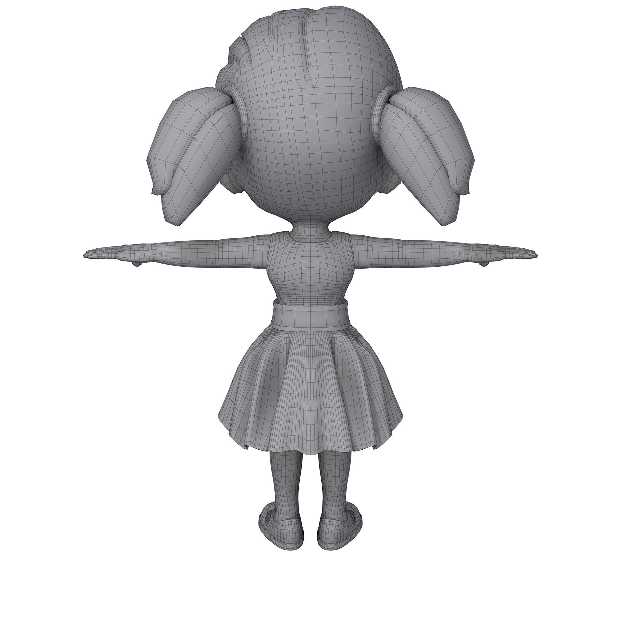 Cartoon Little Girl Rigged 3D model_9