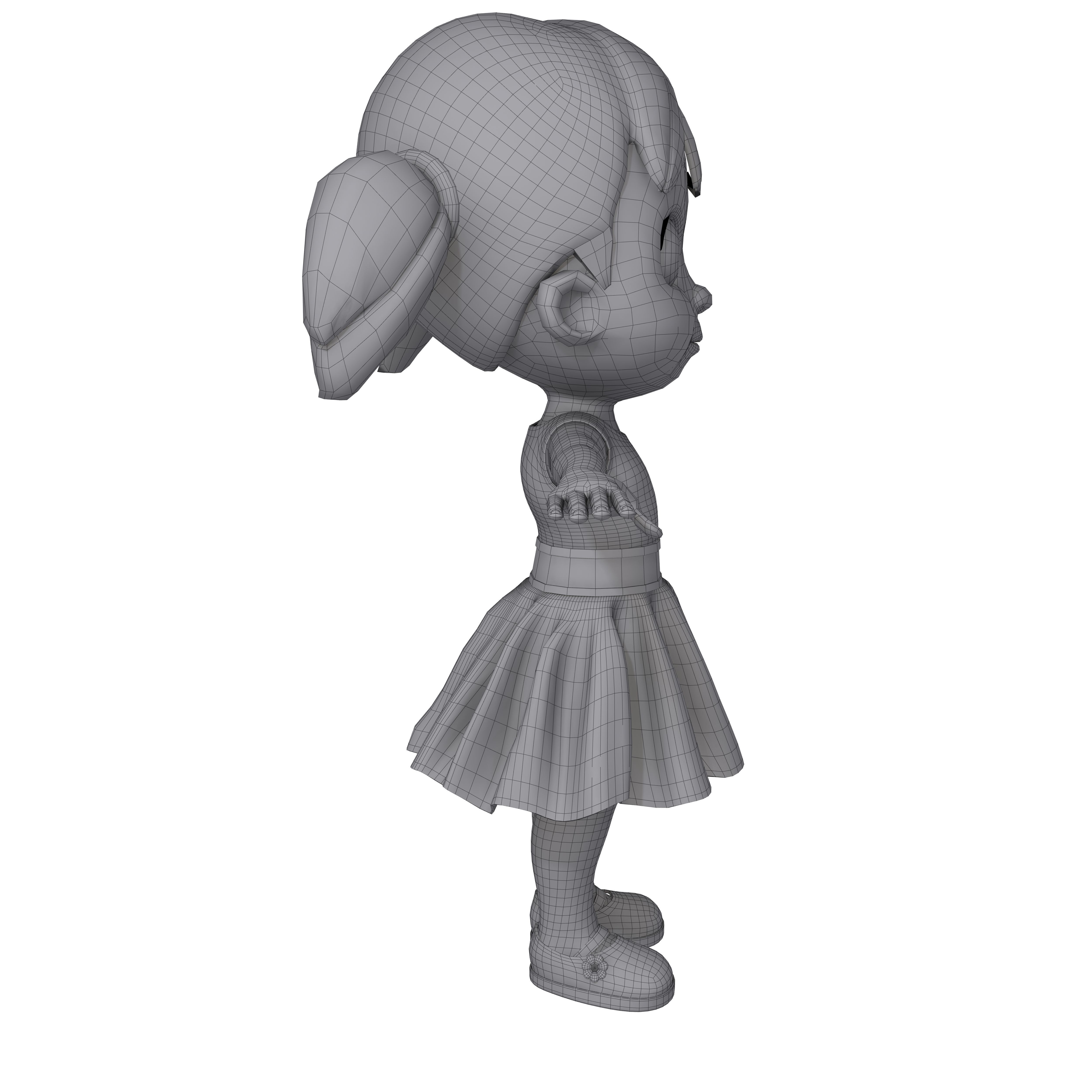 Cartoon Little Girl Rigged 3D model_8
