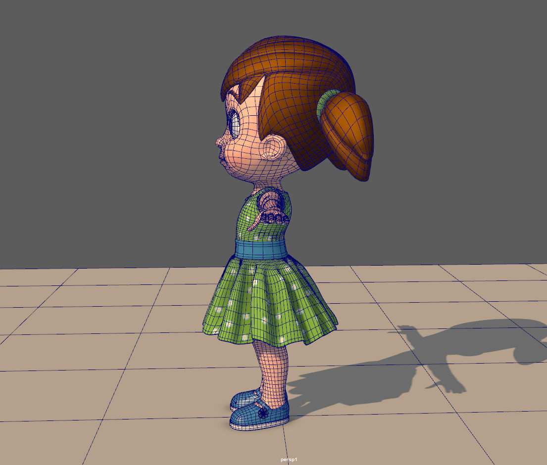 Cartoon Little Girl Rigged 3D model_21