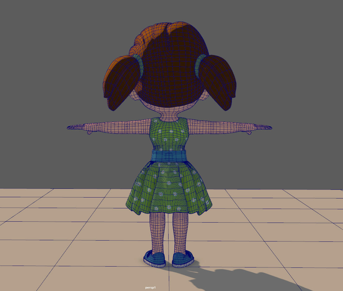Cartoon Little Girl Rigged 3D model_22