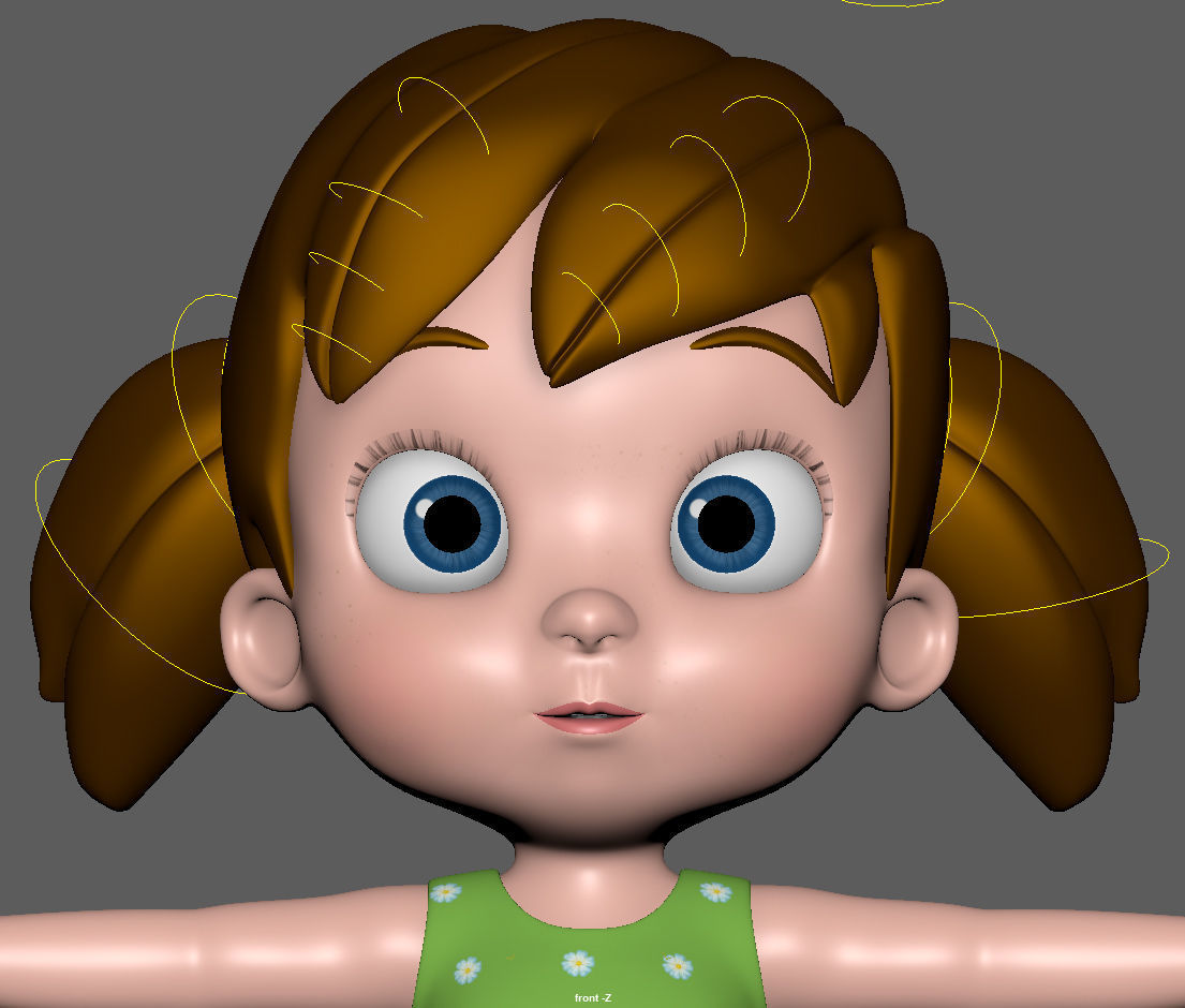 Cartoon Little Girl Rigged 3D model_48